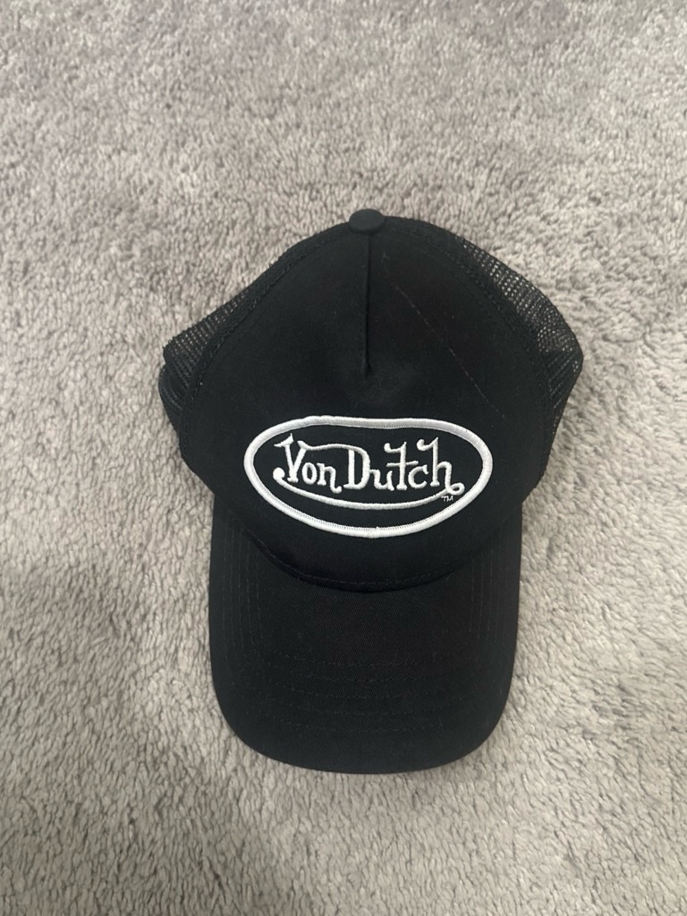 Von Dutch Black Cap with White Oval Logo